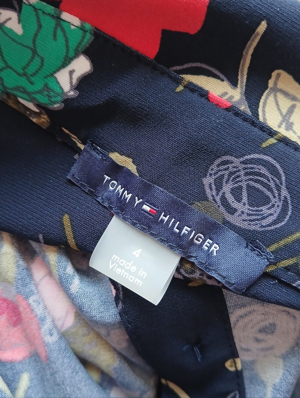 Tommy Hilfiger Navy Blue Floral Midi Shirt Dress Size 4 - Picture 6 of 6